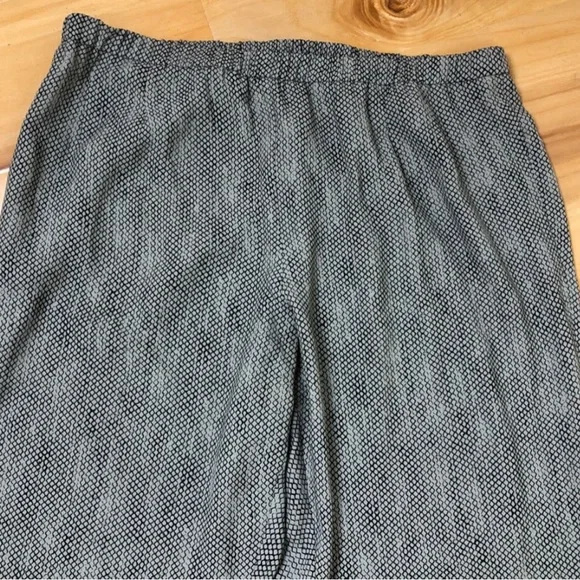 Eileen Fisher Silk Gray and Beige Elastic-Waist Full-Length Pant Large - Picture 8 of 13